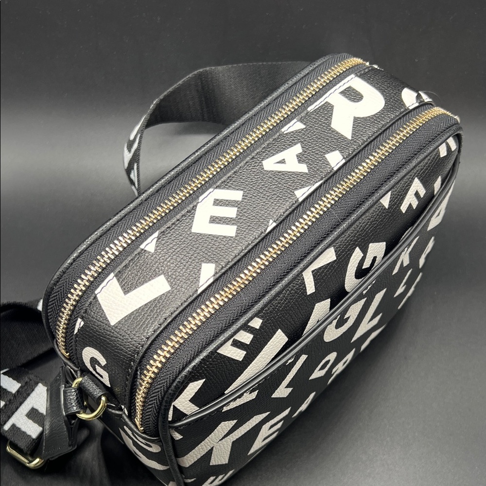 Karl Lagerfeld Black Crossbody Bag  Camera Bag with Multicolor Letters NEW - Picture 7 of 13